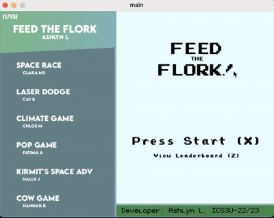 the BSS arcade cabinet game interface