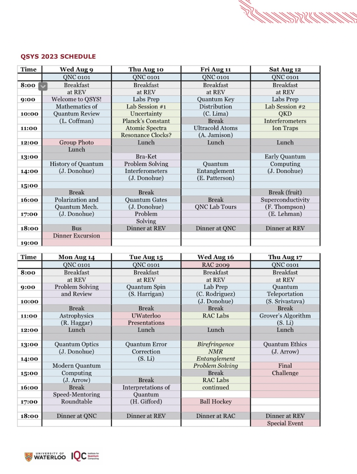 QSYS 2023 Schedule